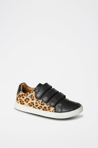 Zapatillas de piel - Negro y marrón