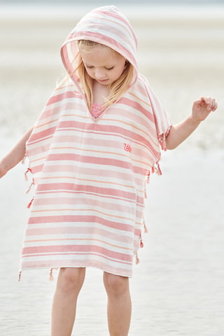 Poncho con capucha - Rosa y blanco