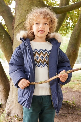 Parka con capucha - Azul marino