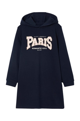 Vestido sudadera con capucha - Azul marino