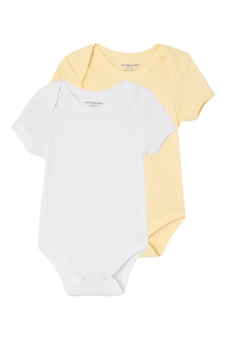 2 bodis de algodón orgánico - Amarillo y blanco