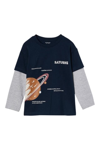 Camiseta efecto doble prenda - Azul marino