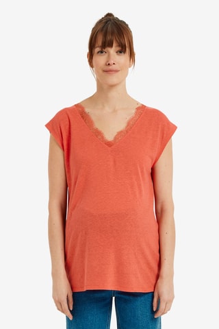Camiseta de premamá de lino - Rojo jaspeado