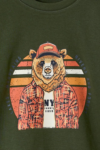 Camiseta efecto doble prenda - Caqui