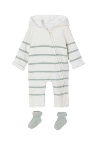 Mono con capucha y calcetines - Blanco y verde
