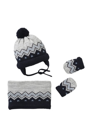 Conjunto de 3 piezas - Gris claro jaspeado y azul marino