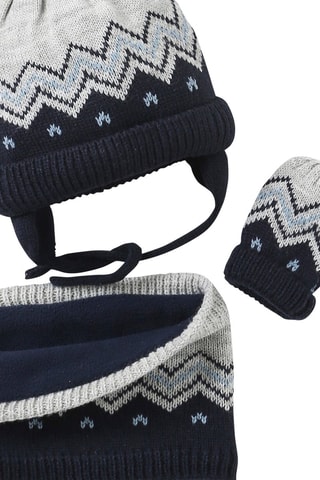 Conjunto de 3 piezas - Gris claro jaspeado y azul marino