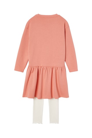 Vestido y leggings - Coral y blanco