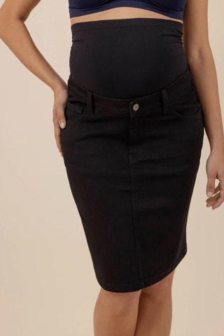 Falda vaquera de premamá con cinta - Negro