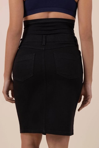 Falda vaquera de premamá con cinta - Negro