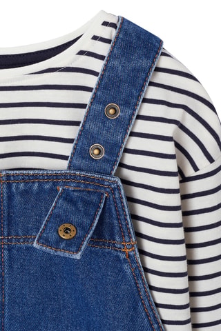 Camiseta y peto vaquero - Azul y crudo