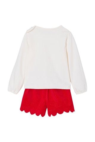 Camiseta y short de terciopelo - Blanco y rojo