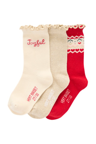 3 pares de calcetines de Navidad - Rojo