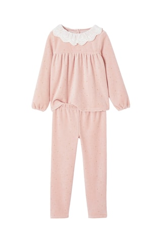 Pijama de 3 piezas de terciopelo - Rosa empolvado