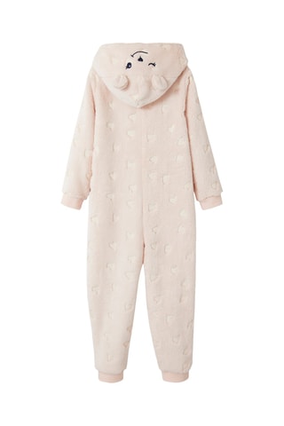 Mono de pijama de terciopelo con capucha - Rosa