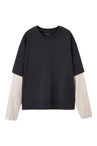 Camiseta efecto doble prenda - Antracita