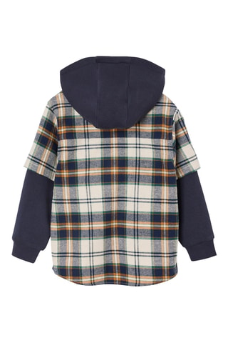 Camisa efecto doble prenda con capucha - Blanco