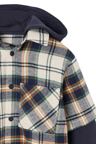 Camisa efecto doble prenda con capucha - Blanco