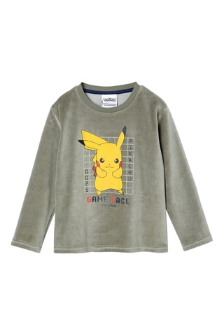 Pijama de terciopelo Pikachu Pokémon - Caqui