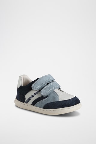 Zapatillas de piel - Azul marino y celeste
