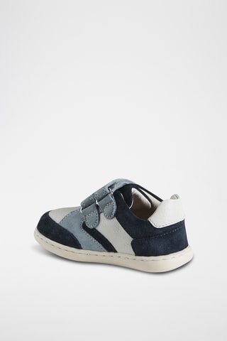 Zapatillas de piel - Azul marino y celeste