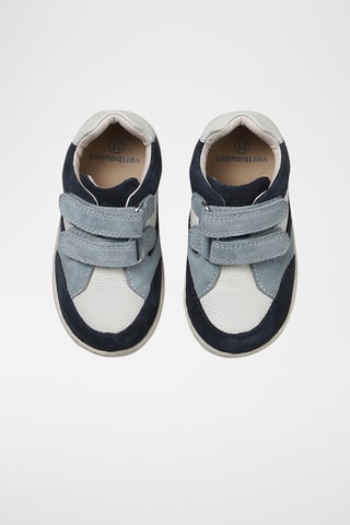 Zapatillas de piel - Azul marino y celeste