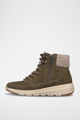 Bottines fourrées en cuir - Kaki