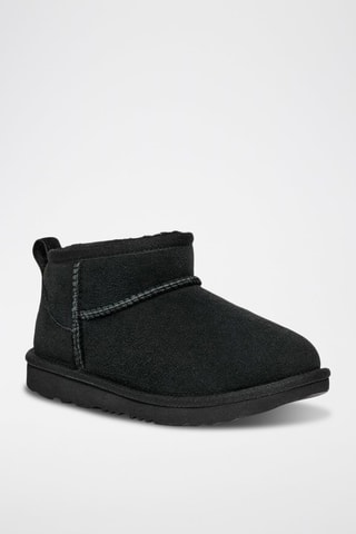 Bottines fourrées en cuir de mouton nubuck Classic Ultra - Noir
