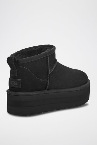 Botins com plataforma forrados de couro Classic Ultra Mini UGG - Bege - Preto