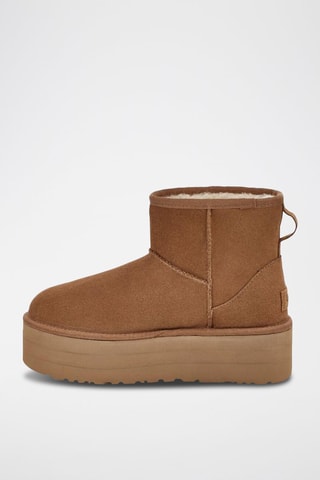 Botins com plataforma em nobuck Classic Mini - Camel - Camel