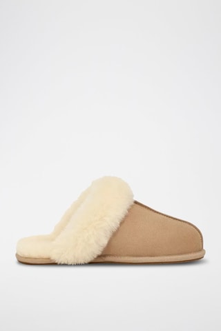 Pantoufles fourrées en nubuck Scuffette II - Beige