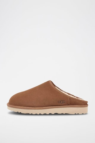 Pantoufles fourrées en nubuck Classic - Marron