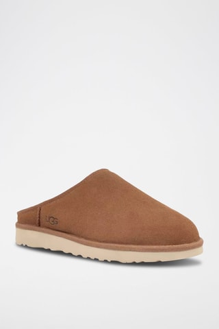Pantoufles fourrées en nubuck Classic - Marron