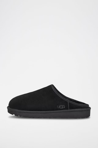 Pantoufles fourrées en nubuck Classic - Noir