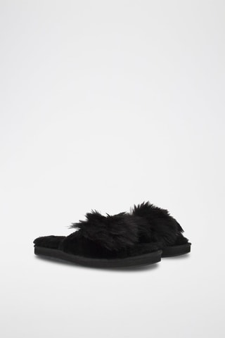 Chaussons en fourrure de mouton Mirabelle - Noir