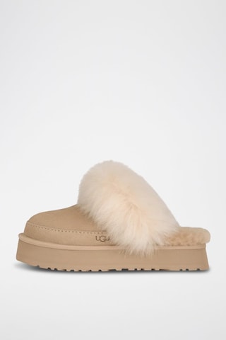Sabots fourrés plateformes de randonnée en nubuck Disquette Chalet - Beige