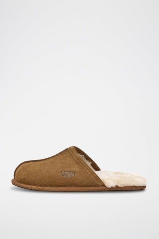 Pantoufles fourrées en nubuck Scuff - Marron
