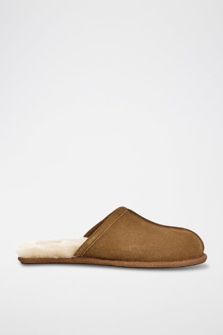 Pantoufles fourrées en nubuck Scuff - Marron
