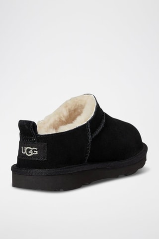 Low boots fourrés de randonnée en cuir de mouton nubuck Classic - Noir