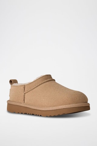 Low boots fourrés de randonnée en cuir de mouton nubuck Classic - Beige