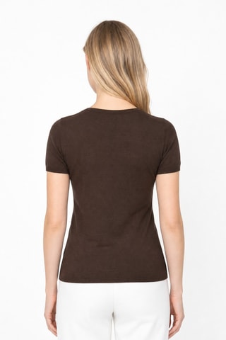 Camiseta 35 % cachemir, 35 % seda y 30 % lana - Marrón