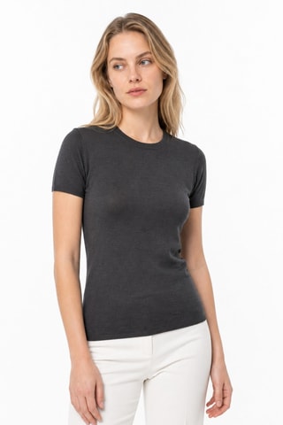 Camiseta 35 % cachemir, 35 % seda y 30 % lana - Antracita