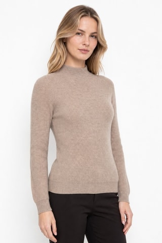 Jersey 100 % cachemir - Cuello alto. - Marrón