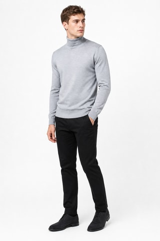 Jersey 50 % lana y 50 % acrílico - Jersey de cuello vuelto - Gris
