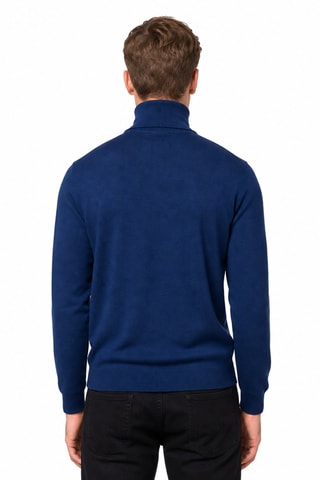Jersey 50 % lana y 50 % acrílico - Jersey de cuello vuelto - Azul marino