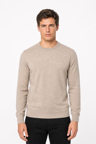 Jersey 100 % cachemir, 2 hilos - Cuello redondo - Beige