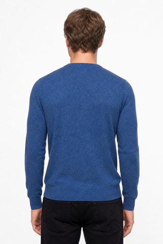 Jersey 100 % cachemir, 2 hilos - Cuello redondo - Azul