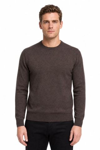 Jersey 100 % cachemir, 2 hilos - Cuello redondo - Marrón oscuro