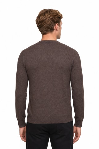 Jersey 100 % cachemir, 2 hilos - Cuello redondo - Marrón oscuro