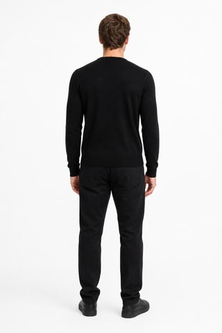Jersey 100 % cachemir, 2 hilos - Cuello redondo - Negro